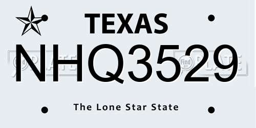 NHQ3529 Texas License Plate