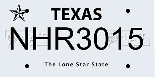 NHR3015 Texas License Plate