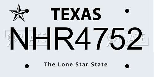 NHR4752 Texas License Plate