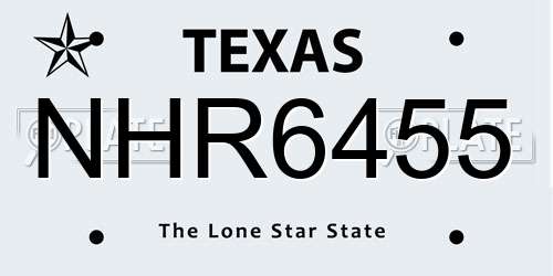 NHR6455 Texas License Plate
