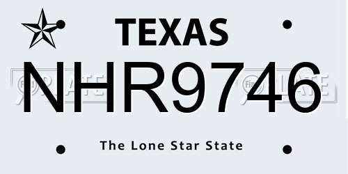 NHR9746 Texas License Plate