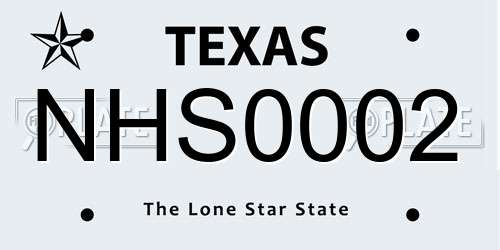 NHS0002 Texas License Plate