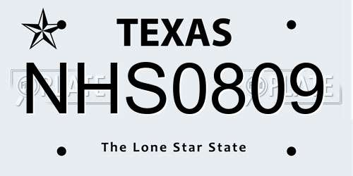 NHS0809 Texas License Plate