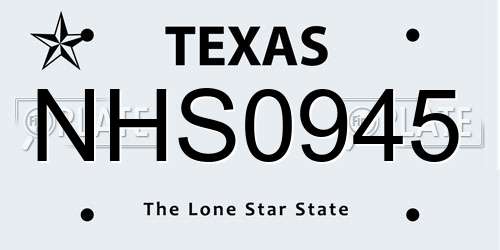 NHS0945 Texas License Plate