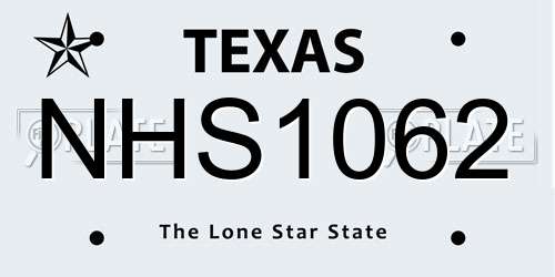NHS1062 Texas License Plate