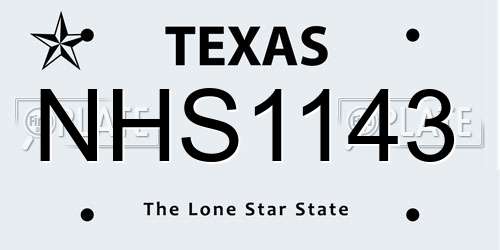 NHS1143 Texas License Plate