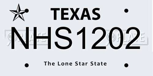 NHS1202 Texas License Plate