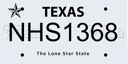 NHS1368 Texas License Plate