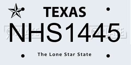 NHS1445 Texas License Plate