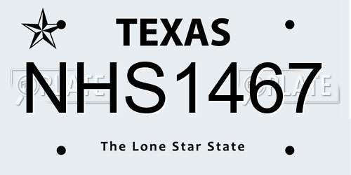 NHS1467 Texas License Plate