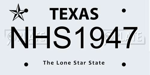 NHS1947 Texas License Plate
