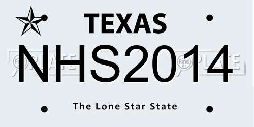 NHS2014 Texas License Plate