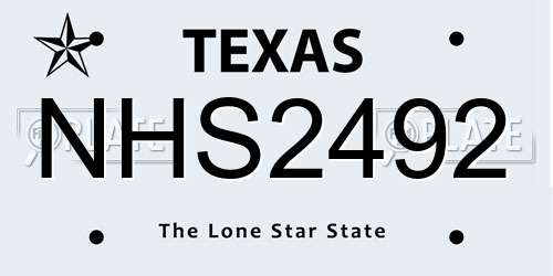 NHS2492 Texas License Plate