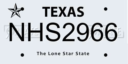 NHS2966 Texas License Plate