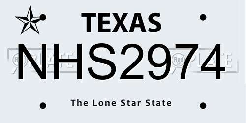 NHS2974 Texas License Plate