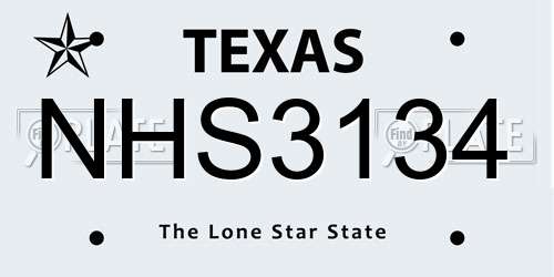 NHS3134 Texas License Plate