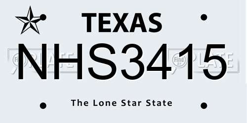NHS3415 Texas License Plate