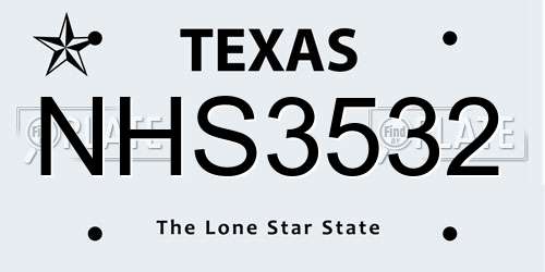 NHS3532 Texas License Plate