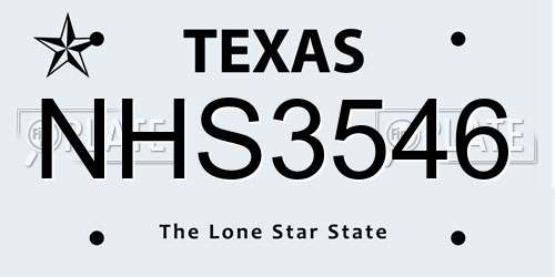 NHS3546 Texas License Plate