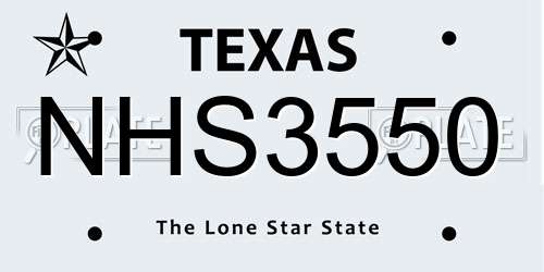 NHS3550 Texas License Plate