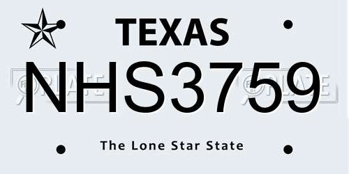 NHS3759 Texas License Plate