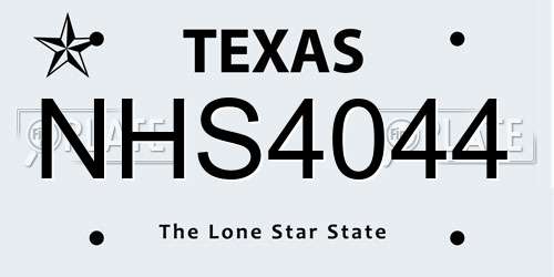 NHS4044 Texas License Plate