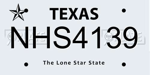 NHS4139 Texas License Plate