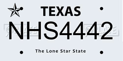 NHS4442 Texas License Plate