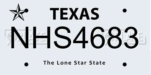 NHS4683 Texas License Plate