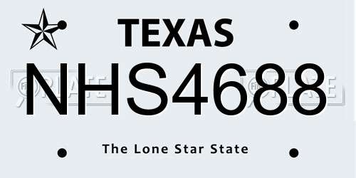 NHS4688 Texas License Plate