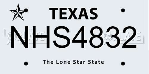 NHS4832 Texas License Plate
