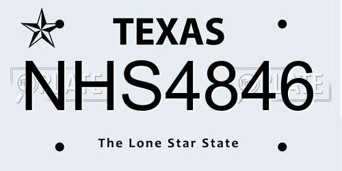 NHS4846 Texas License Plate