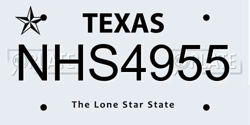 NHS4955 Texas License Plate
