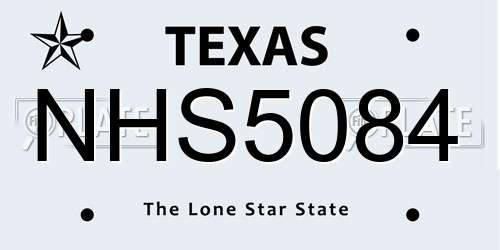 NHS5084 Texas License Plate