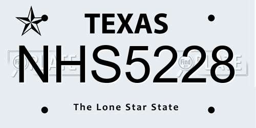 NHS5228 Texas License Plate