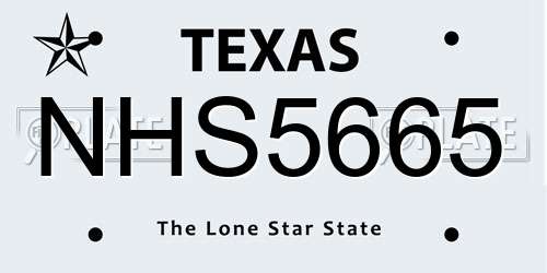 NHS5665 Texas License Plate