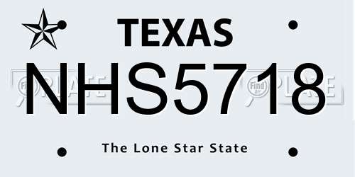NHS5718 Texas License Plate