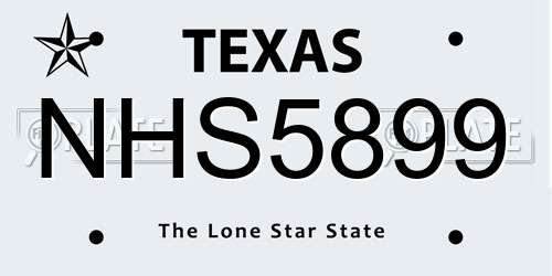 NHS5899 Texas License Plate
