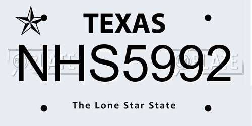 NHS5992 Texas License Plate