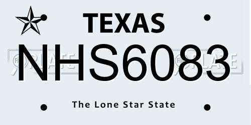 NHS6083 Texas License Plate