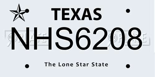 NHS6208 Texas License Plate