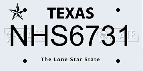 NHS6731 Texas License Plate