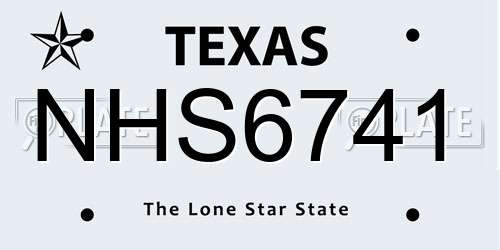 NHS6741 Texas License Plate