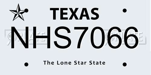 NHS7066 Texas License Plate