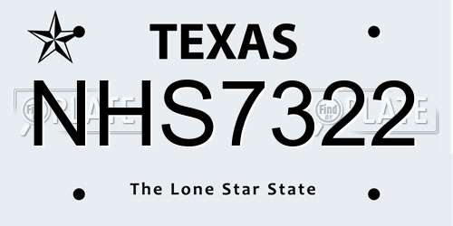 NHS7322 Texas License Plate