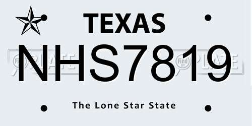 NHS7819 Texas License Plate