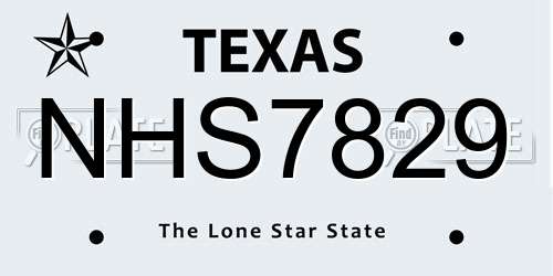 NHS7829 Texas License Plate