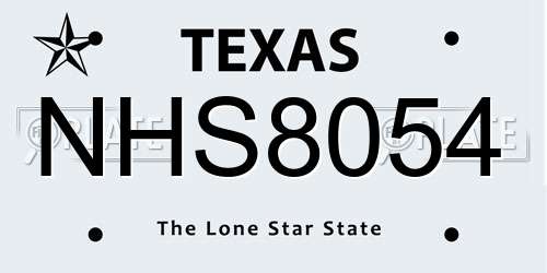NHS8054 Texas License Plate