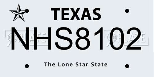 NHS8102 Texas License Plate