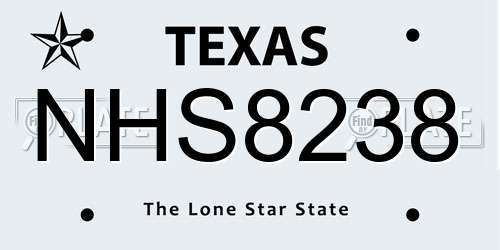 NHS8238 Texas License Plate